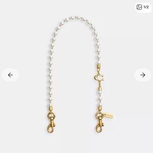Coach Gold and White Pearl Chain Strap